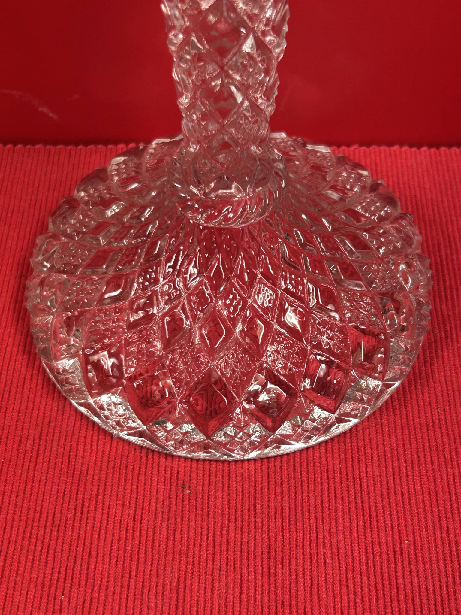 chandelier Pair of large glass moulded candlesticks 23 cm