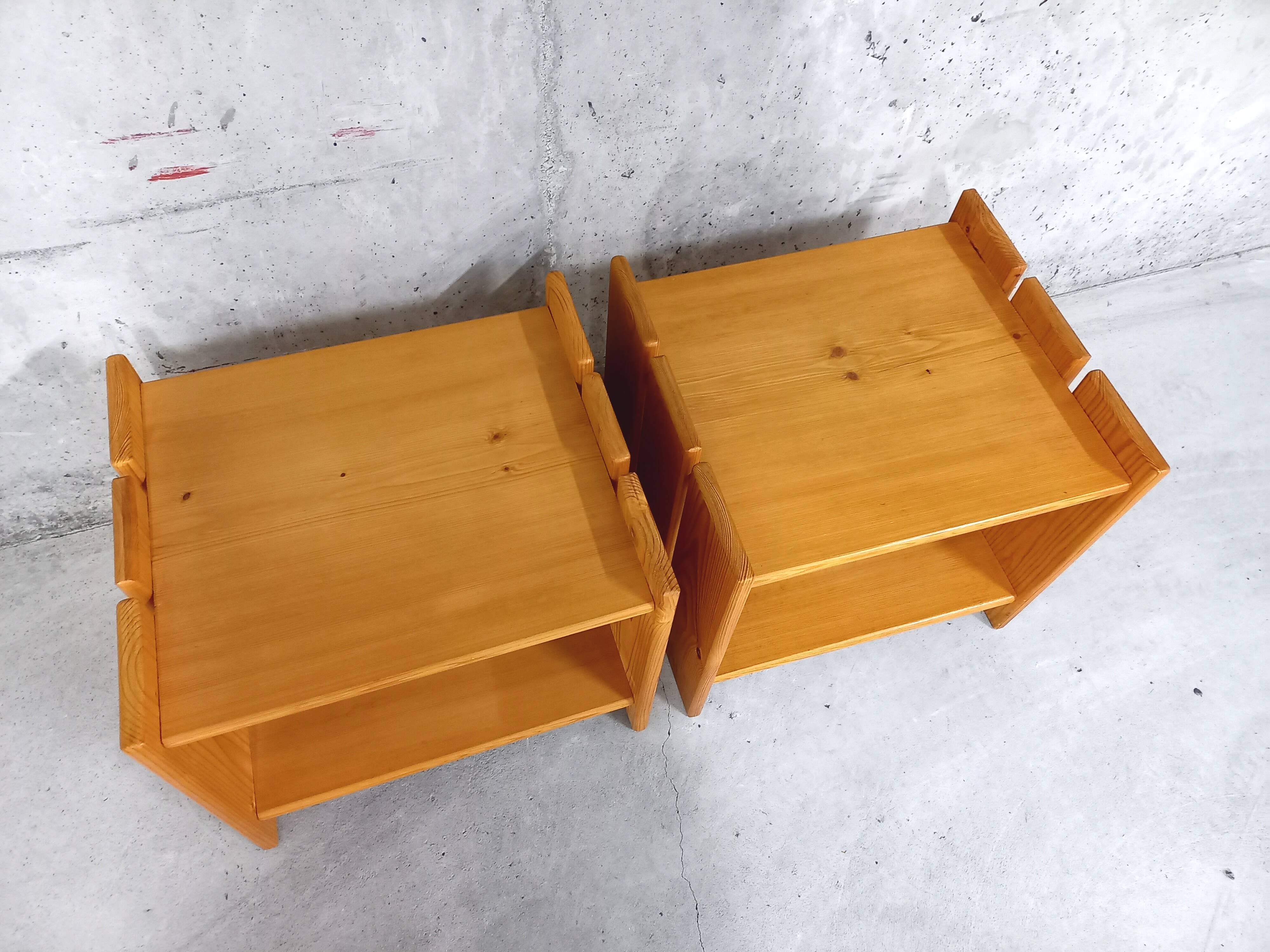 Pair of vintage pine bedside tables 70s 80s