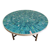 Table basse en mosaïque turquoise par Berthold Müller-Oerlinghausen, Allemagne, années 1960.