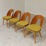 Set of 4 yellow Antonin Suman chairs for Tatra Nabytok 1960