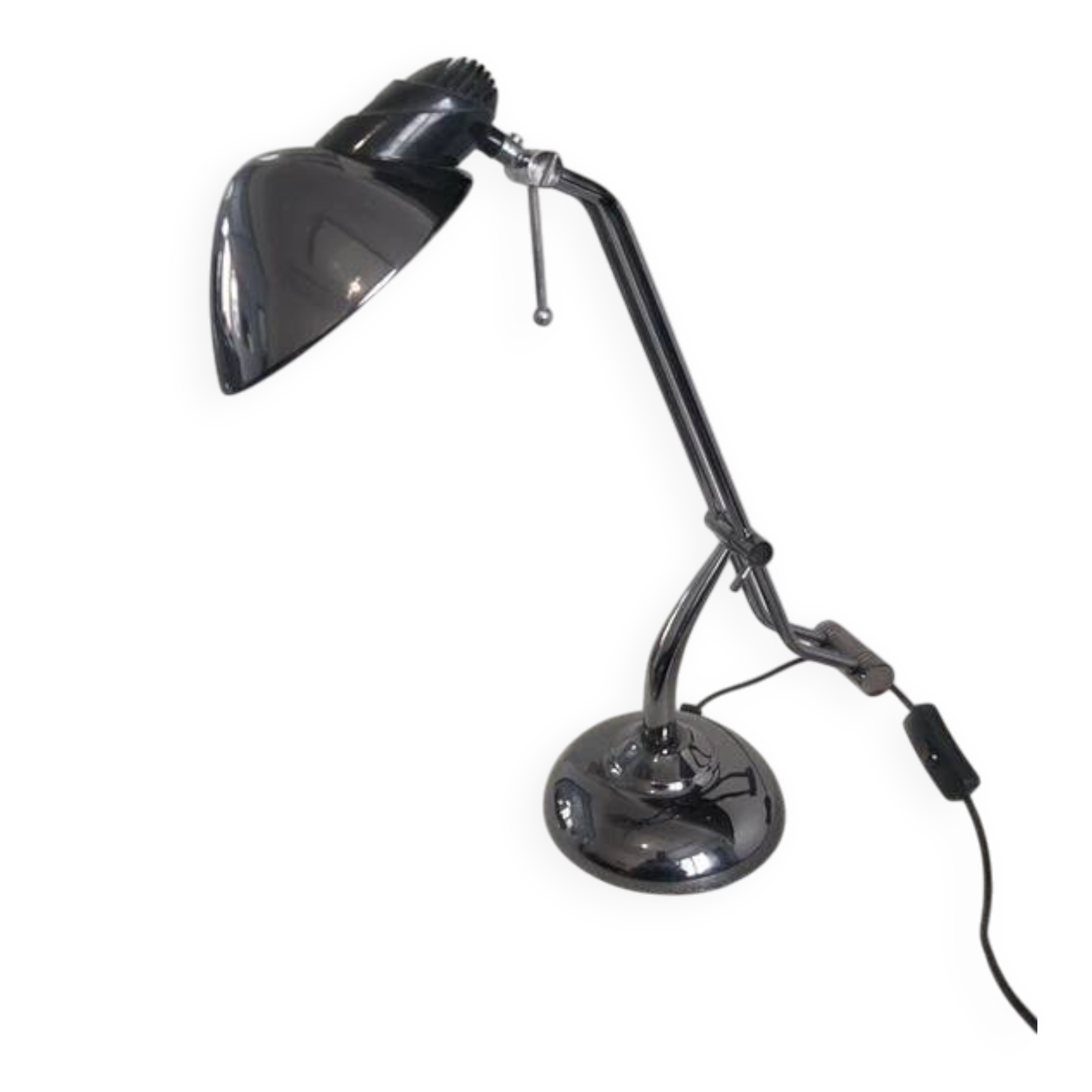 Vintage retro black chrome design lamp from the space age 80s.
