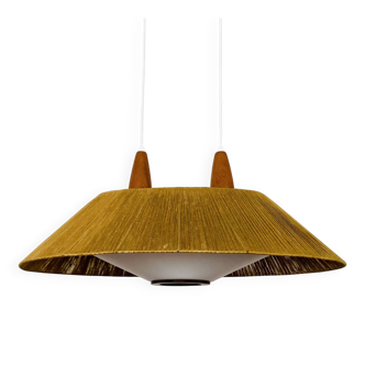 Raffia Bast and Teak Pendant Lamp from Temde