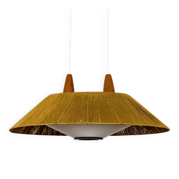 Raffia Bast and Teak Pendant Lamp from Temde
