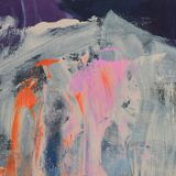Abstract painting on canvas, dripping on figurative background, circa 1970.