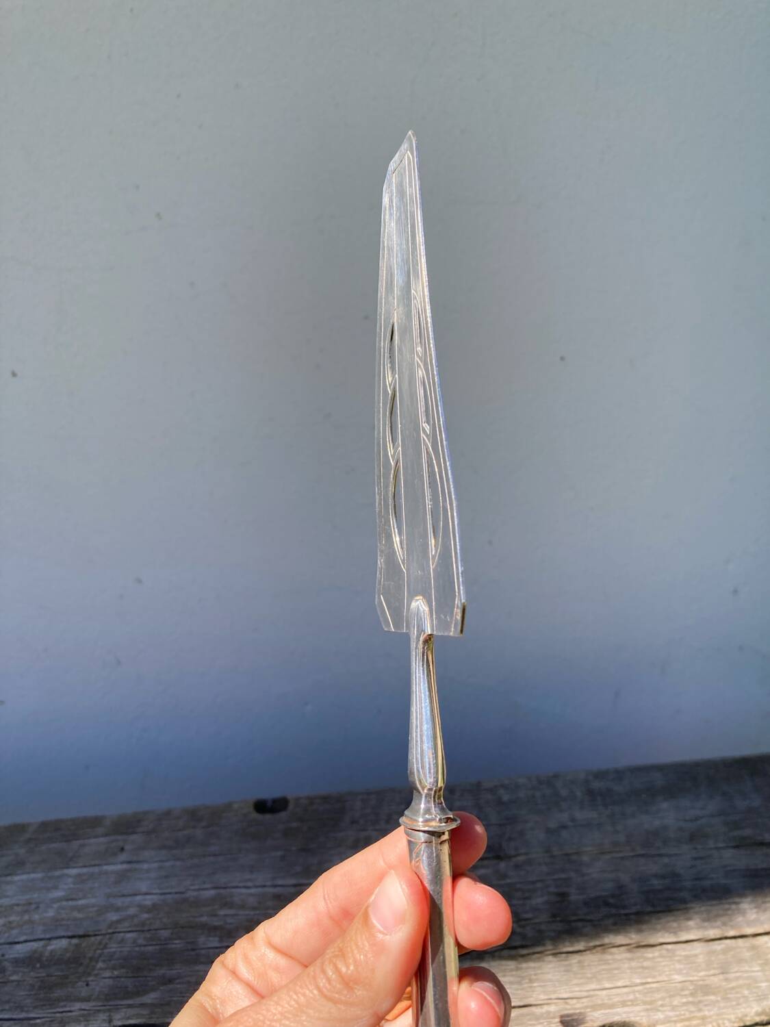 Silver metal art deco pie server