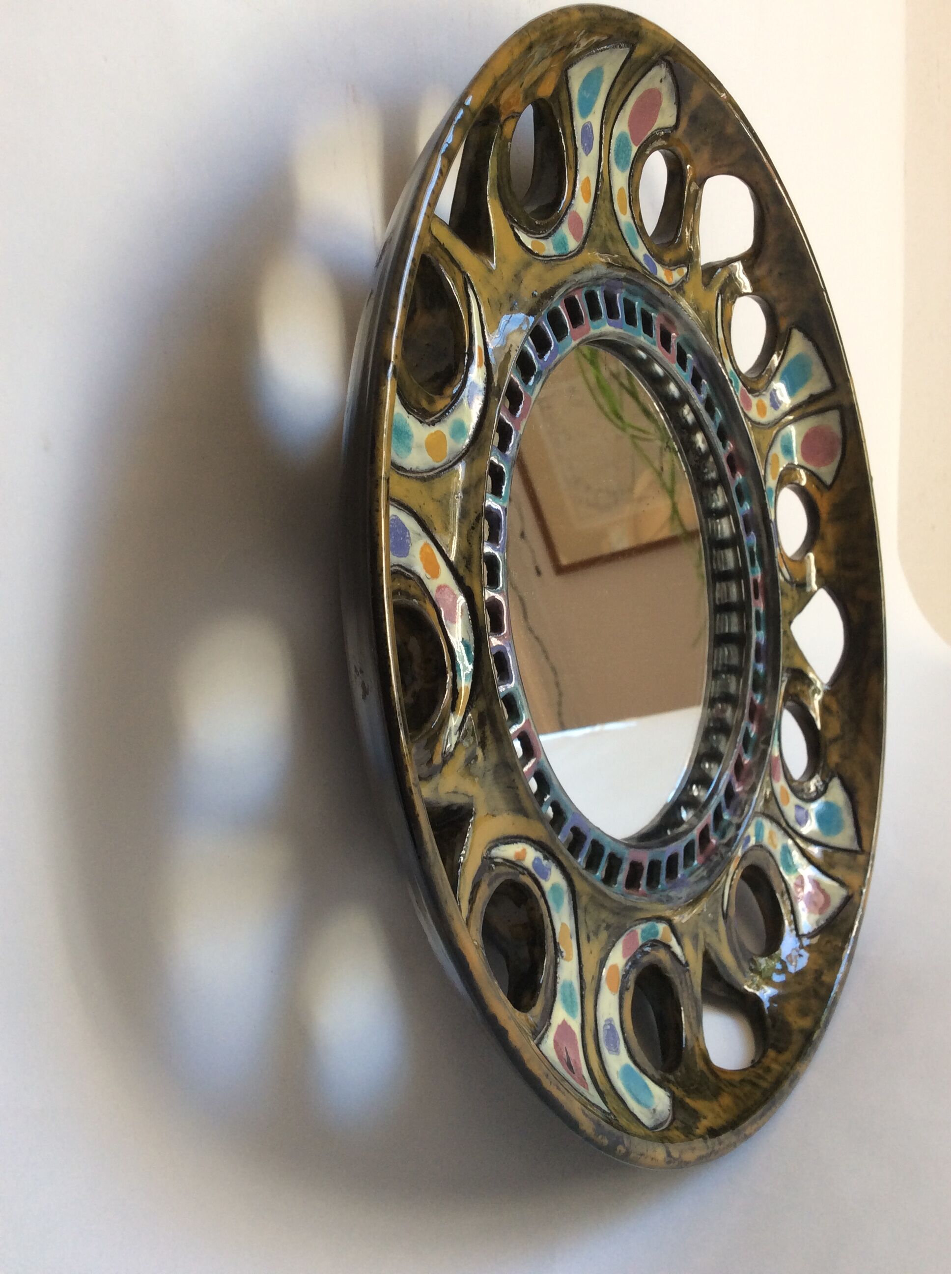 Ceramic mirror from the 1960s 32cm