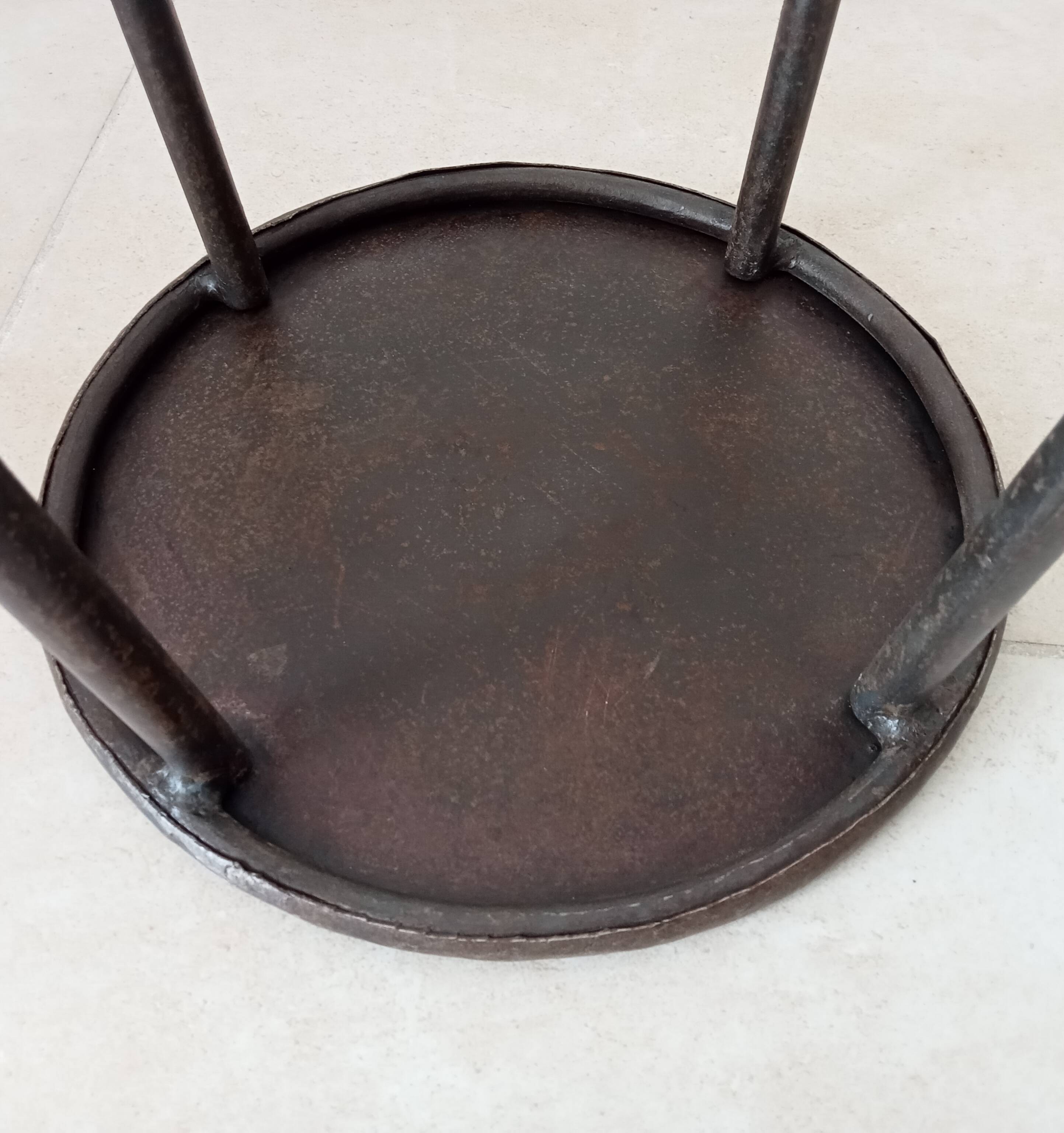 Brutalist high stool from the 1960s in solid steel.