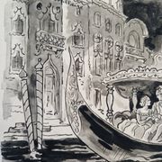 Ink and ink wash on paper - venice was in love jacques boullaire (1893-1976)