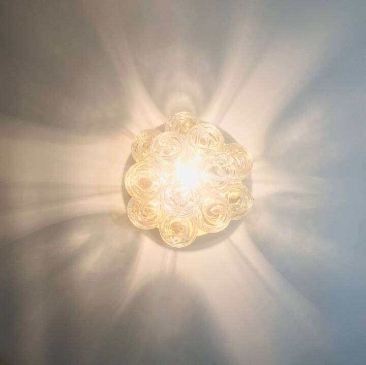 Mid-Century Murano Glass & Brass Flush Mount/Ceiling Light from Doria Leuchten, Germany, 1960s