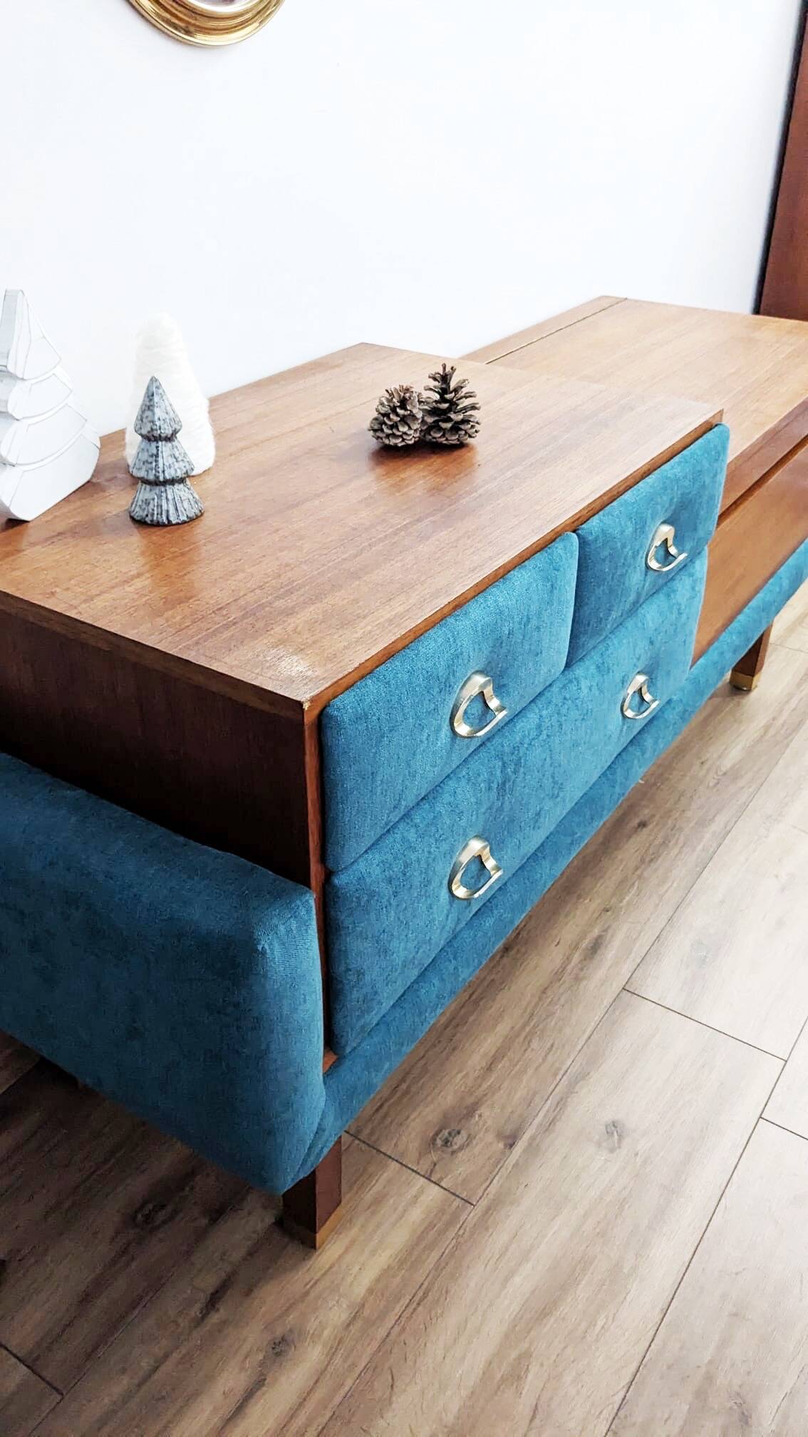 Teak and Brass Dressing Table Roger Landault