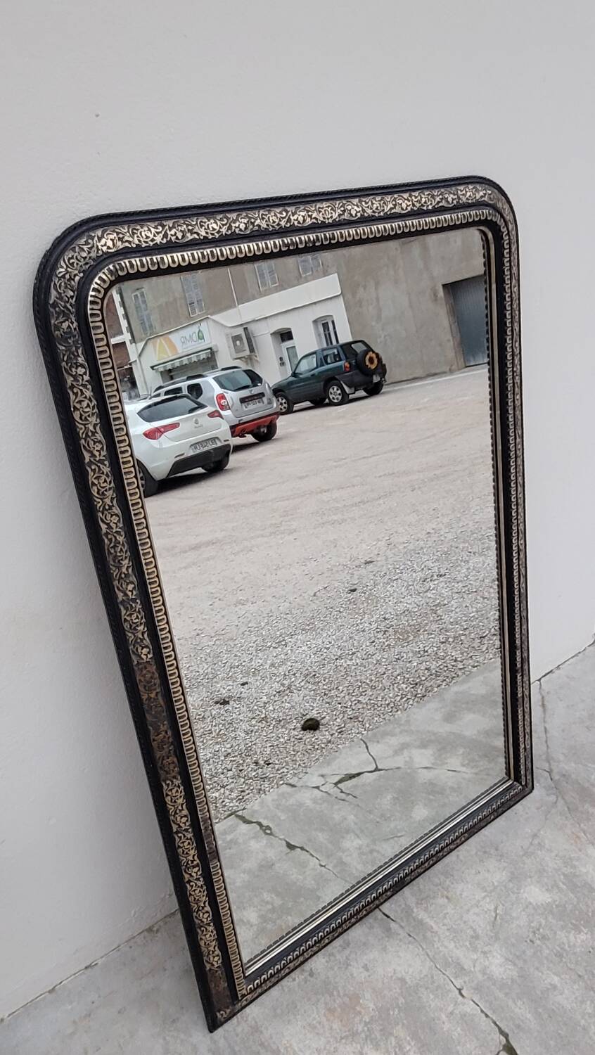 Louis Philippe Napoleon III mirror in decorated gilded wood - 1m70