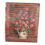 Oil on canvas still life bouquet of roses