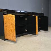 Vintage lacquer and burl wood credenza, 1980s