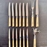 12 Robert Linzeler knives and leg of lamb set for Jules Piault Paris