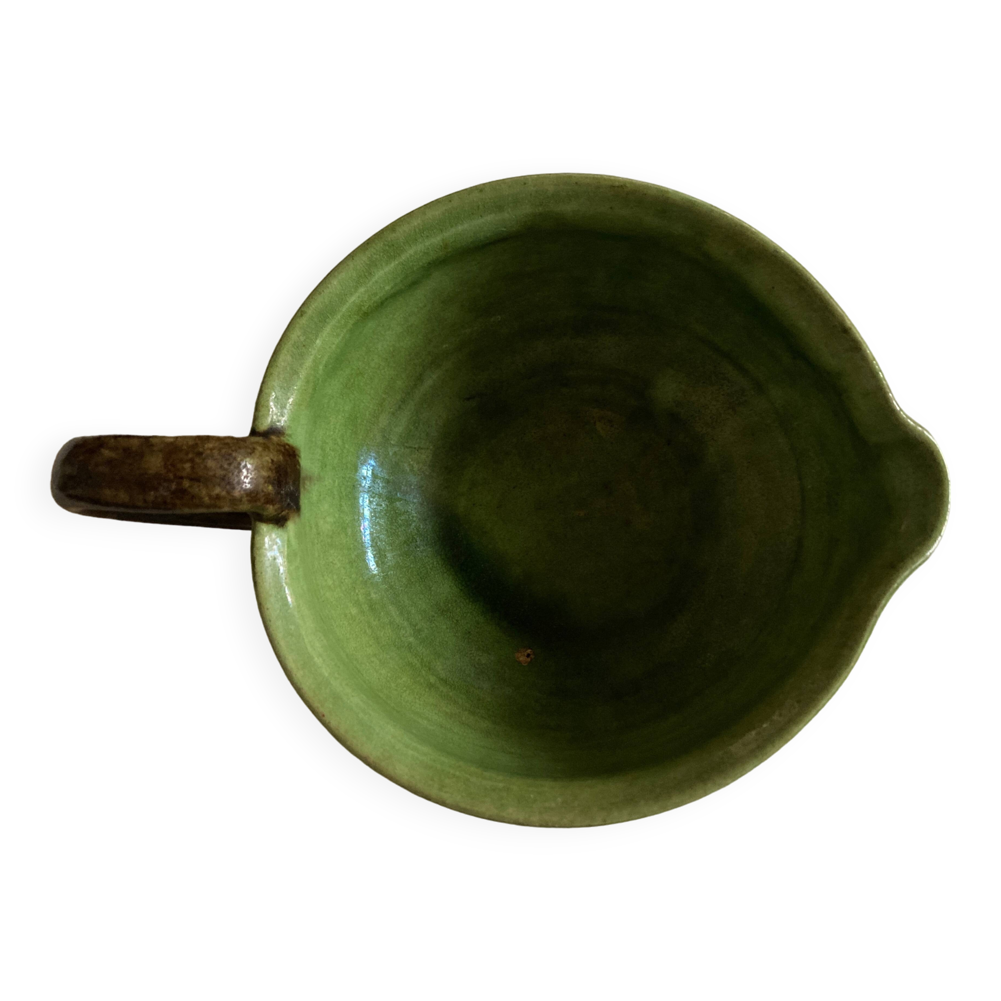 Green glazed earthenware bowl from Dieulefit 1960