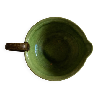 Green glazed earthenware bowl from Dieulefit 1960