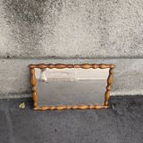 Antique turned wood mirror, handcrafted, country decor