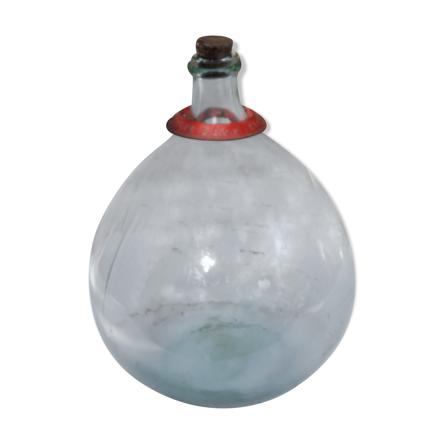 10 L Authentic demijohn A bottle of old French wine and glass - canister - Demi - John