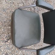 Pullman Armchair in Chrome Metal and Green Leatherette