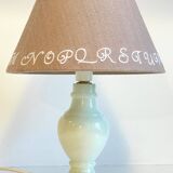 White marble lamp and vintage linen