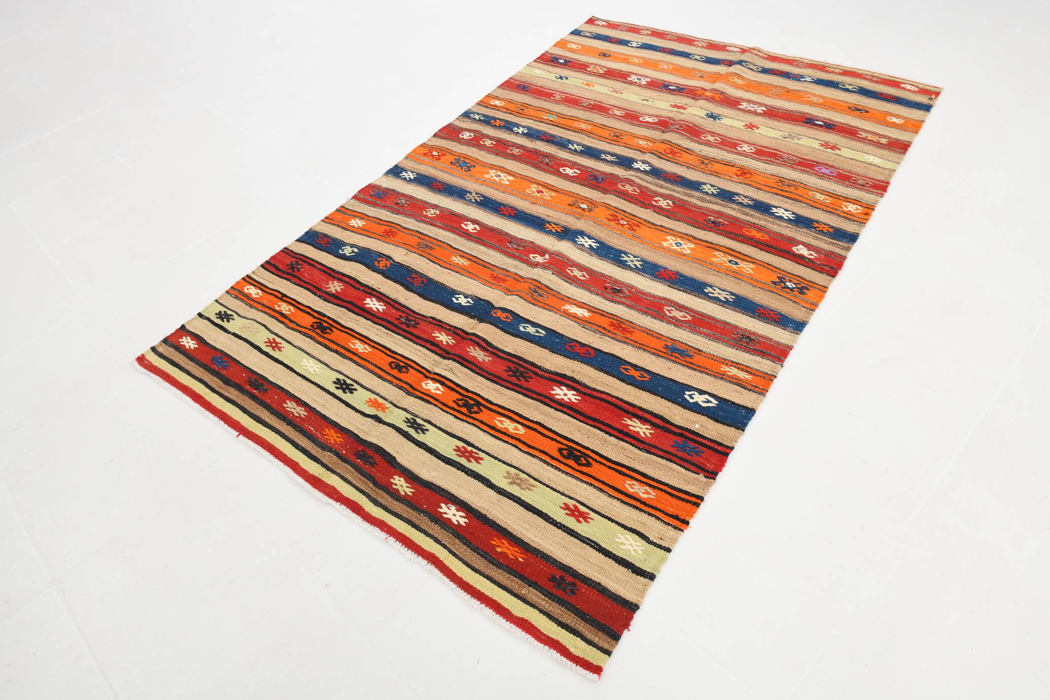 Shades Of Multicolor Turkish Kilim Rug, 142x231Cm