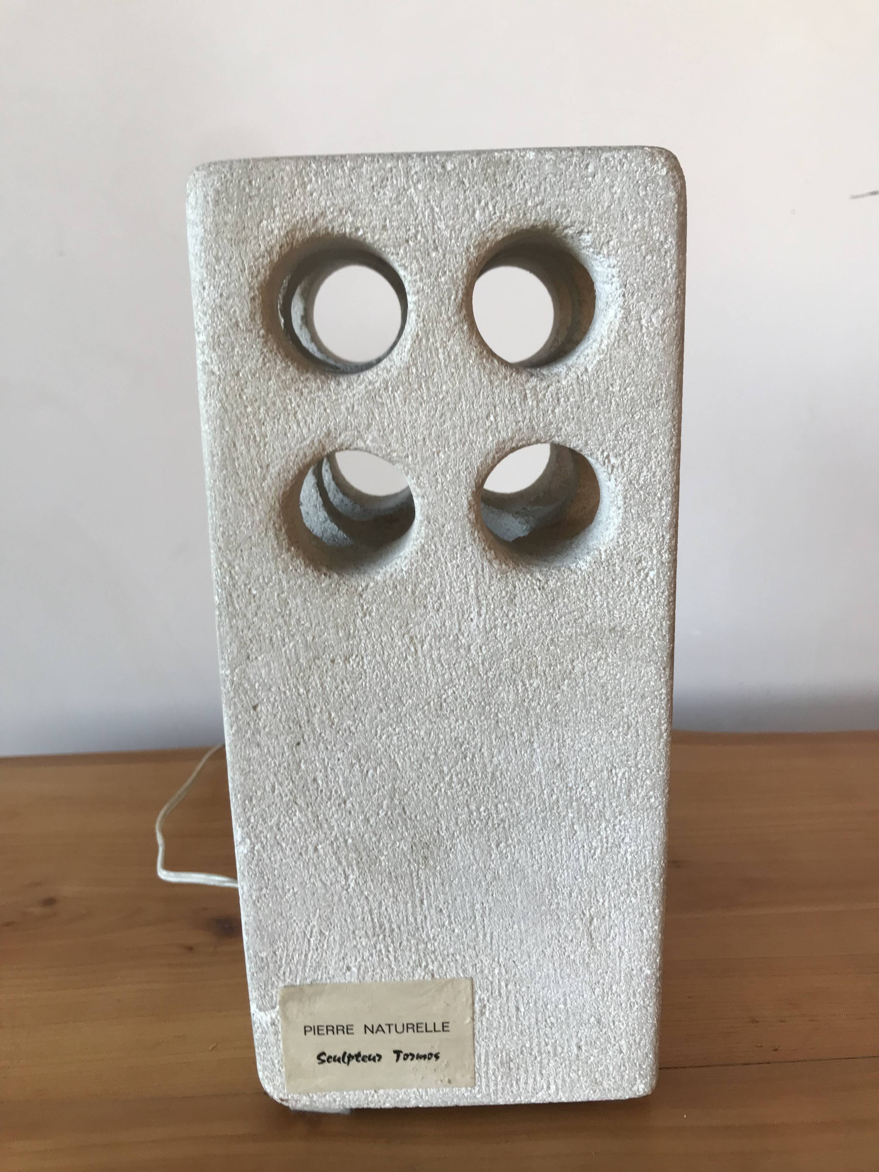 Stone sculpture lamp by Albert Tormos, circa 1970.