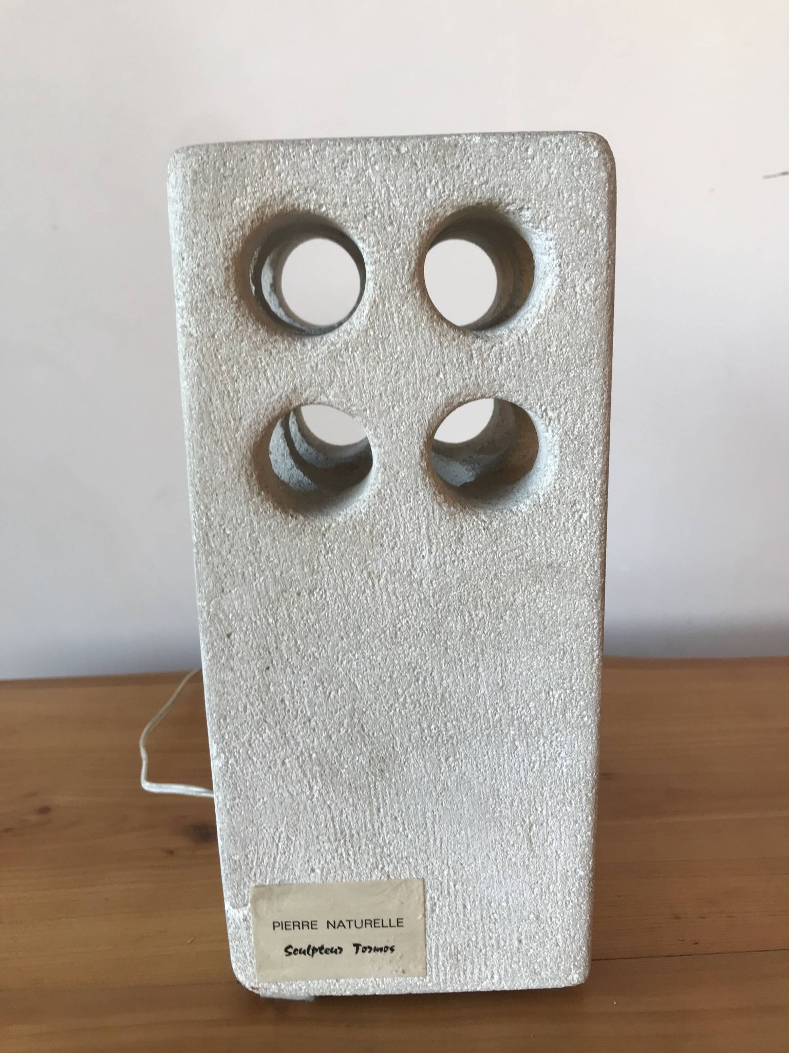 Stone sculpture lamp by Albert Tormos, circa 1970.