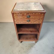 Art Deco Side Table in Walnut and Marble - 1930