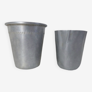 2 old aluminum cups