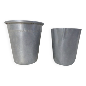 2 old aluminum cups