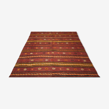 Tapis kilim 7.4x5.8 pieds 227x173 cm surface salon kilim tapis, tapis décoratif turc vintage.