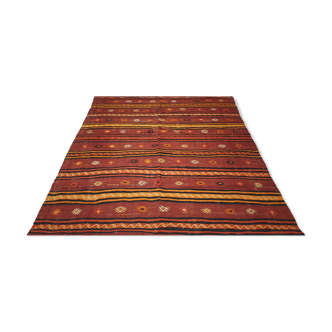 Tapis kilim 7.4x5.8 pieds 227x173 cm surface salon kilim tapis, tapis décoratif turc vintage.