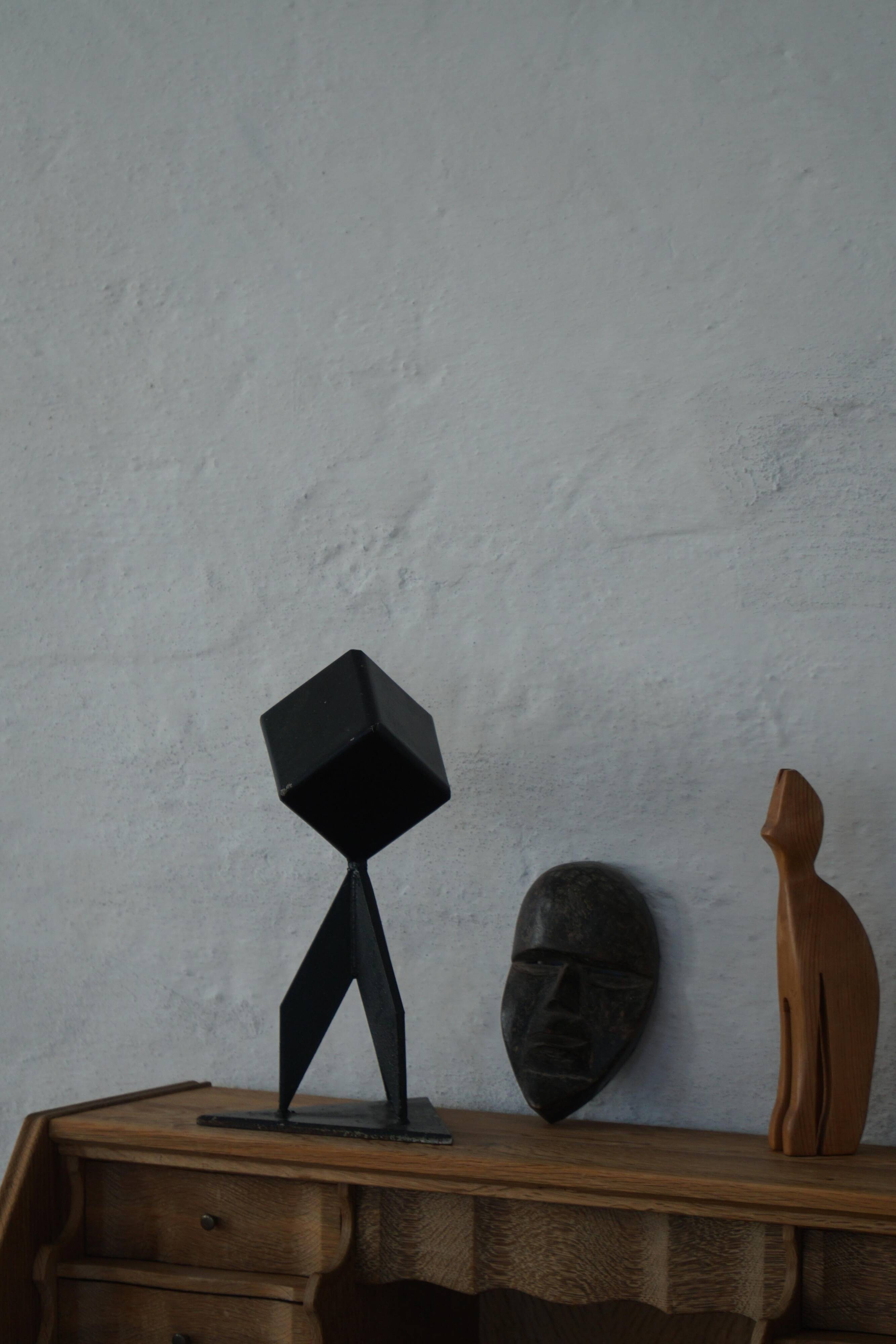 Abstract decorative Scandinavian metal sculpture from the mid-20th century, around the 1950s.