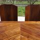 Antique solid walnut table with marquetry and extensions.