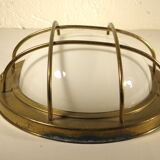 Brass "porthole" wall lamp
