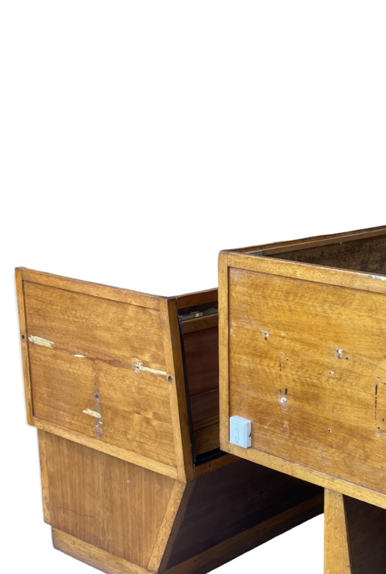 2 Showcases furniture of loom with drawers oak wood jewelry Art Deco 1930' compass feet
