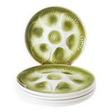 Set of 6 Moulins des Loups oyster plates, Green, 1960
