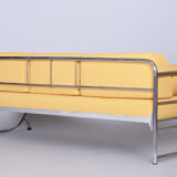 Canapé tubulaire en cuir jaune Bauhaus entièrement restauré, Robert Slezák, années 1930