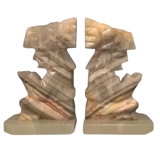 Pair of Aztecs 70's bookends in Agatha - Tellez Mines Serre Hbar - Handmade - Mexico