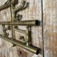 Vintage Wall Coat Rack Brass 7 Foldable Hooks #D748