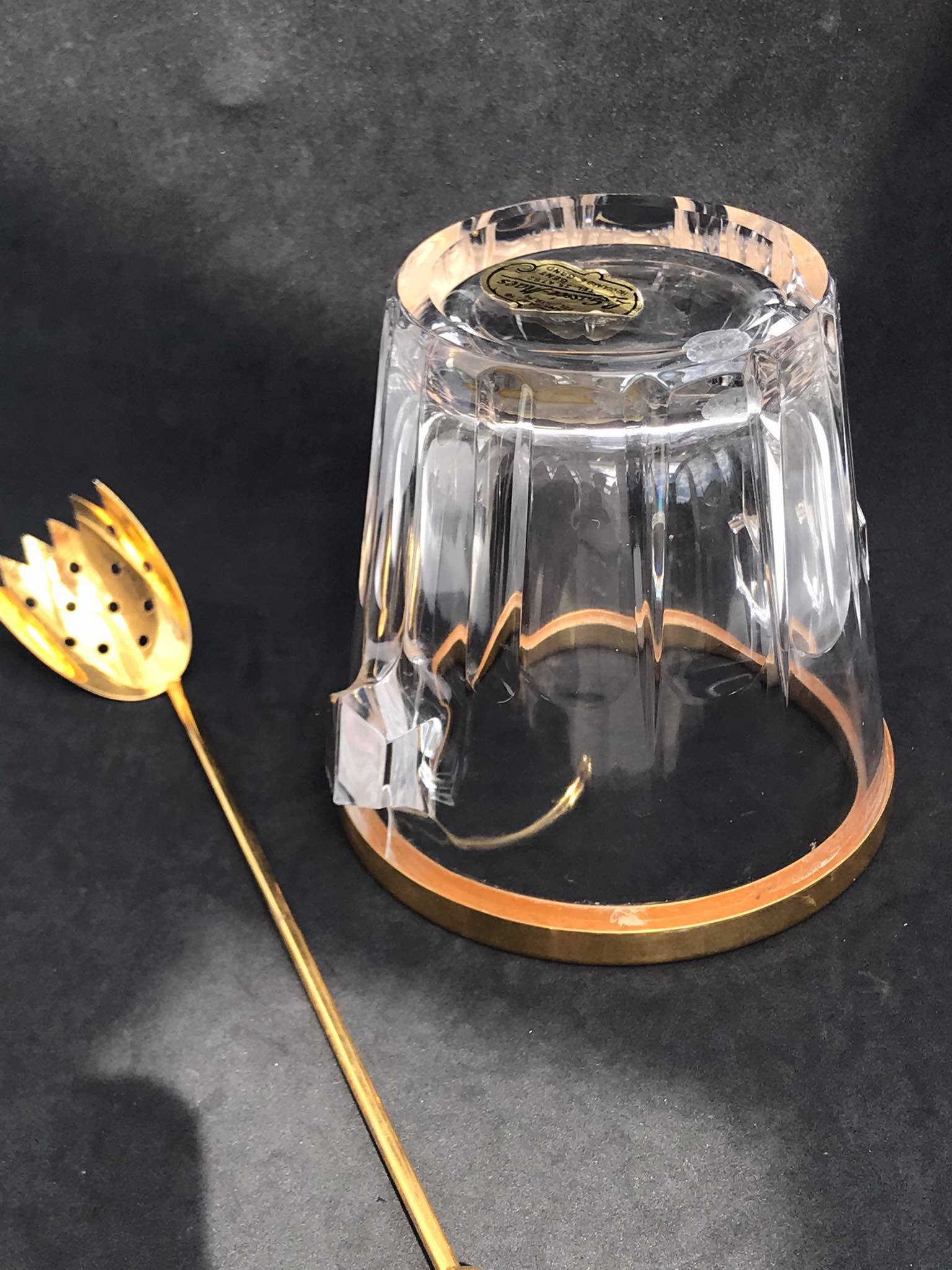 Ice bucket, moulded crystal made in Belgium by Val Saint Lambert