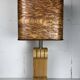 Midcentury Italian sculptural large table lamp with wood veneer shade