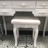 Cabinet desk dressing table white lacquered wood romantic style triptych mirror chic