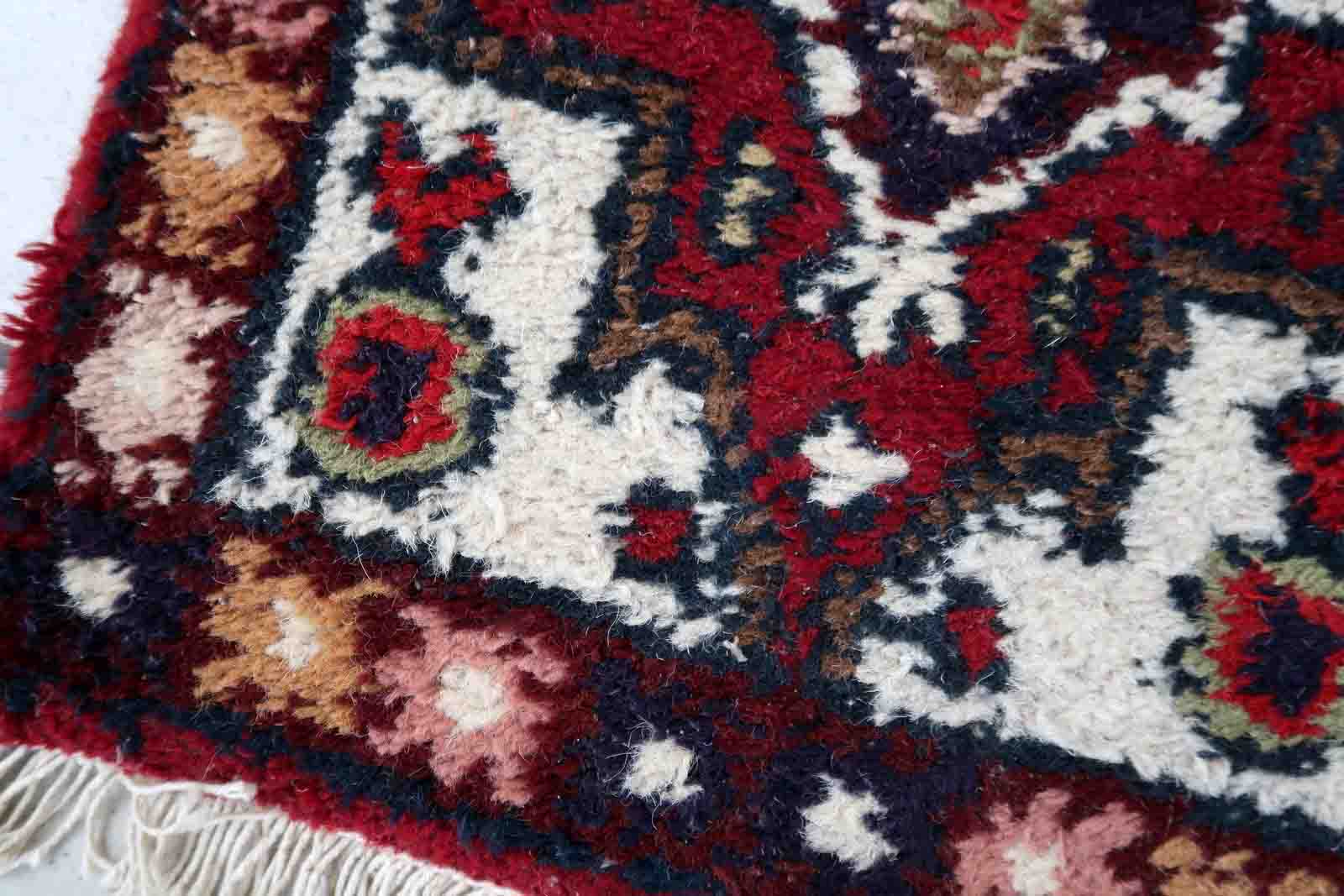 Vintage persian carpet hamadan handmade 40cm x 59cm 1970s