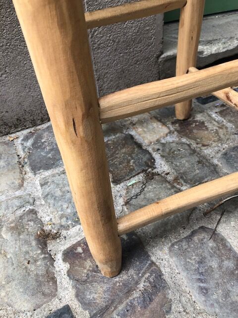 High wood and rope stool