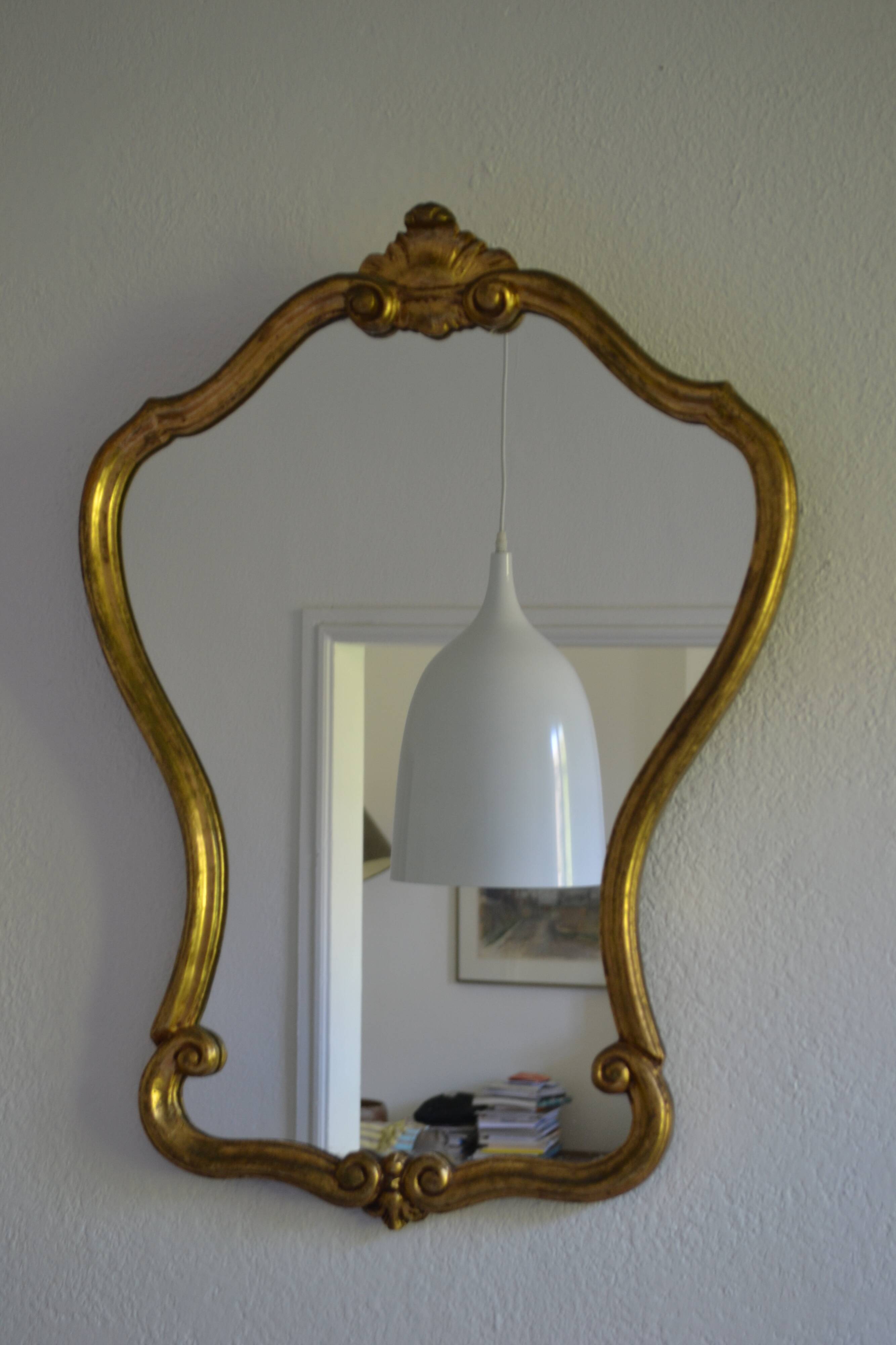 Baroque mirror with carved and gilded wooden frame 80 x 60 cm