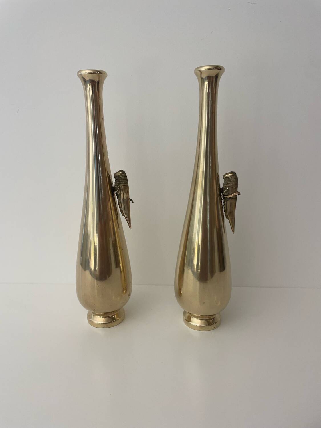 Pair of gilded bronze flower vases - Japan - 1900 Meiji era