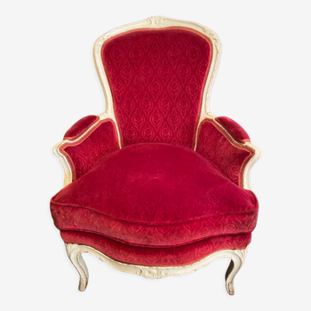 18th century Louis XV shepherdess armchair in red velvet