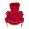 Fauteuil bergère Louis XV d'époque XVIIIe velours rouge