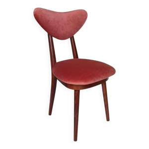 Chaise coeur en velours - bois rose